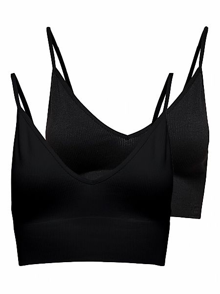 ONLY Bustier "ONLVICKY RIB S-LESS V-NECK 2-PACK TOP" günstig online kaufen