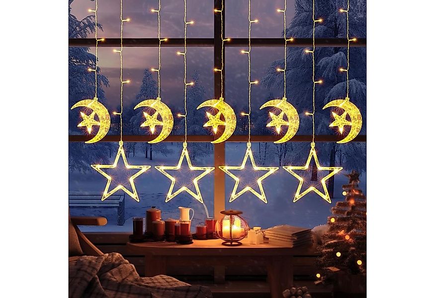 Elegear Lichtervorhang 2/2,2 M Weihnachtsdeko Lichterkette mit 8 Modi, Memo günstig online kaufen