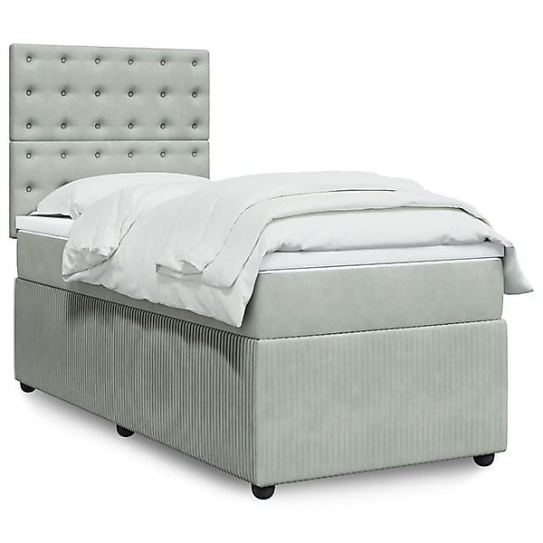 vidaXL Boxspringbett, Boxspringbett mit Matratze Hellgrau 90x200 cm Samt günstig online kaufen