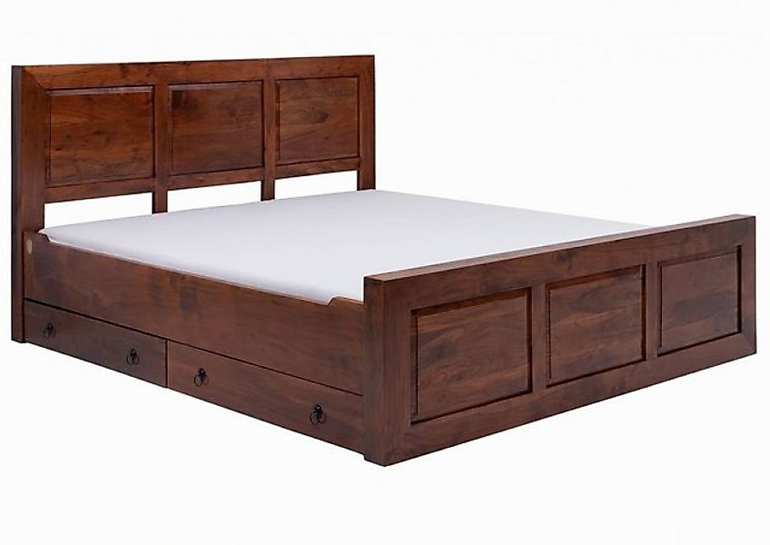 Massivmoebel24 Massivholzbett Bett Akazie 140x200x114 nougat lackiert OXFOR günstig online kaufen