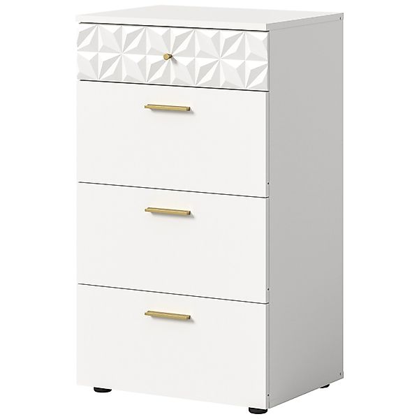 Inn.Furn Kommode Weiß Hochglanz 53 cm mit Schubladen Relief günstig online kaufen