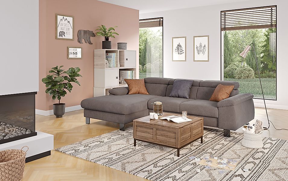 COTTA Ecksofa "Komaris L-Form, B: 244 cm" mit Kopfteilverstellung, optional günstig online kaufen