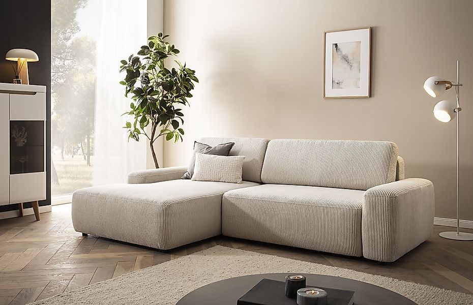 INOSIGN Ecksofa "TORGE (264cm), Schlafsofa in Cord, Samtvelours o Struktur günstig online kaufen