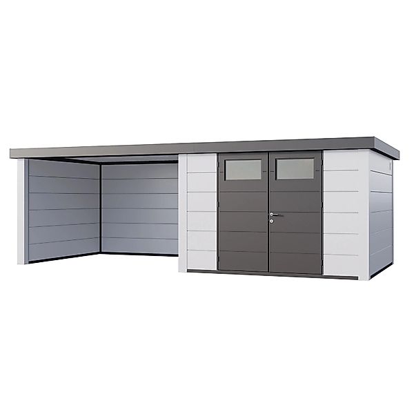 Gerätehaus Classico 3030 mit Lounge L Links mit Weiße Ecken 642 x 238 cm We günstig online kaufen