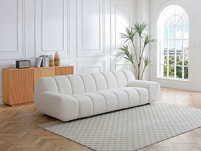 Sofa 3-Sitzer - Bouclé-Stoff Weiß - SORIELI günstig online kaufen