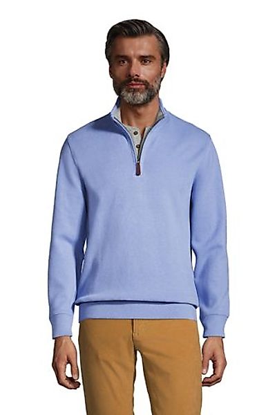 Zipper-Pullover aus Bedford-Ripp, Herren, Größe: M Normal, Blau, Baumwolle, günstig online kaufen