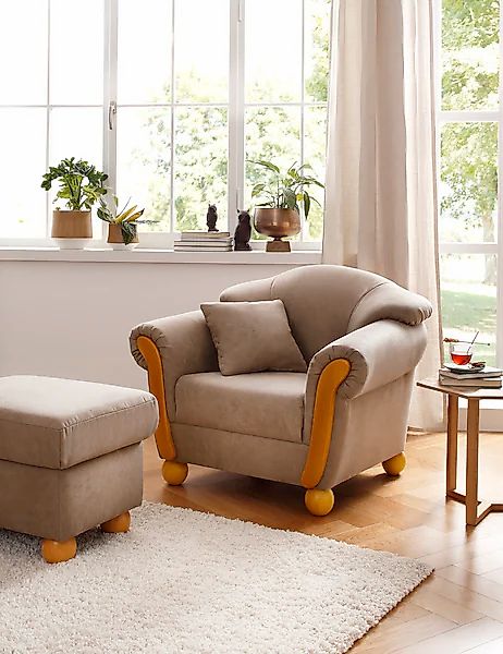 Home affaire Sessel "Milano, Loungesessel" hoher Sitzkomfort mit Federkernp günstig online kaufen