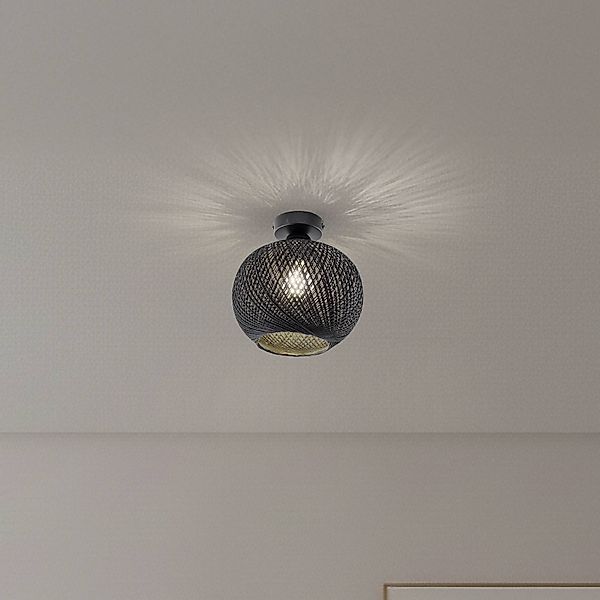 Deckenleuchte Yumak, schwarz, Ø 26 cm, Seil, 1-flammig günstig online kaufen