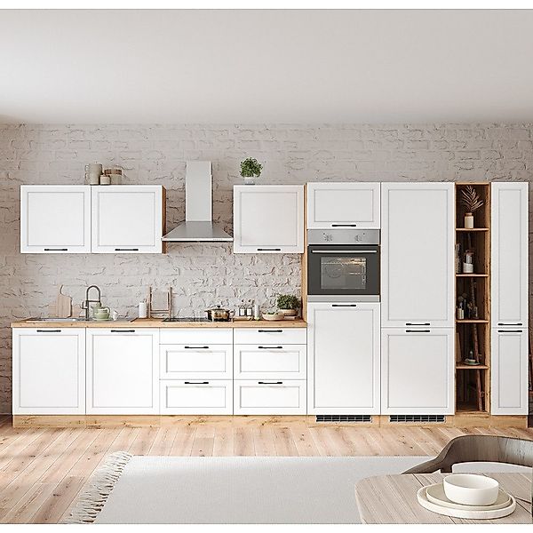 Lomadox Küchenzeile MONTERREY-03, Küchenblock Küchenmöbel, 420cm, günstig online kaufen