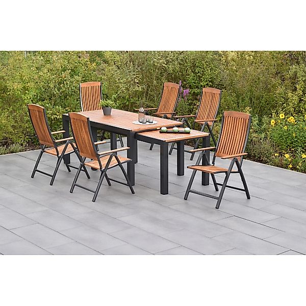Merxx Athos Set 7-tlg. mit Flex-Gartentisch Ausziehbar 180/360 x 100 cm günstig online kaufen