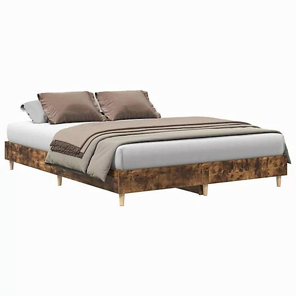 vidaXL Bett Bettgestell ohne Matratze Räuchereiche 150x200 cm Holzwerkstoff günstig online kaufen