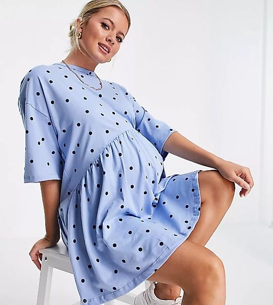 ASOS DESIGN Maternity – Oversize-Mini-Hängerkleid mit nach unten abfallende günstig online kaufen