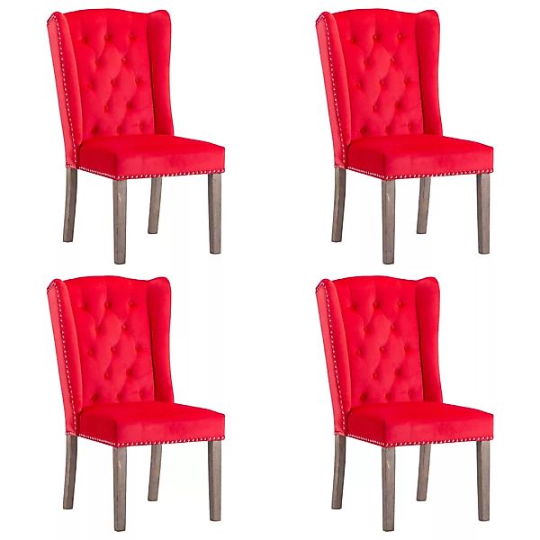 Esszimmerstühle 4 Stk. Rot Samt günstig online kaufen