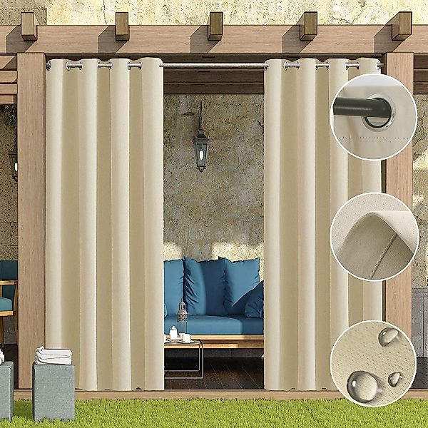 Rosnek Gardine Blickdicht,Wasserdicht Hitzebeständig Sonnenschutz,Ösen,Gart günstig online kaufen