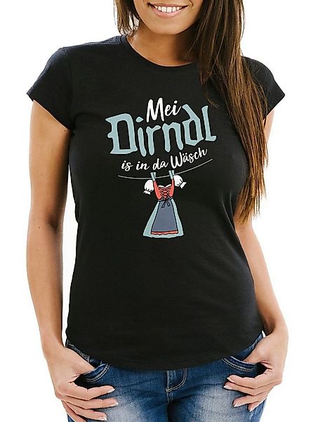 MoonWorks Print-Shirt Damen T-Shirt Mei Dirndl is in da Wäsch Slim Fit Moon günstig online kaufen
