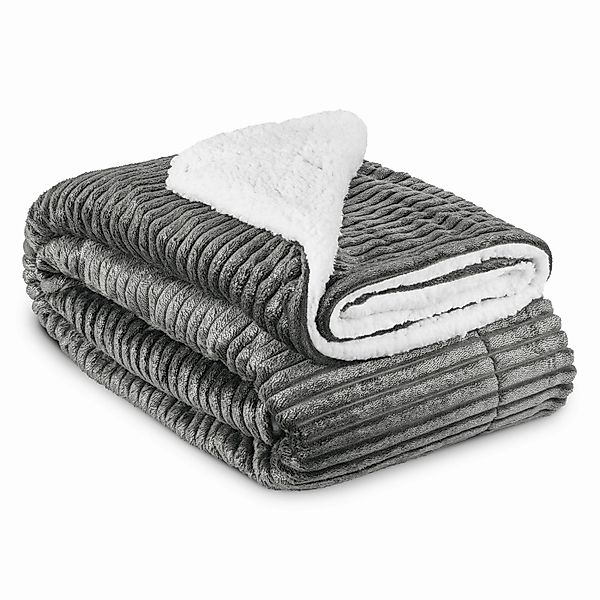 Wohndecke Sherpa Decke Kuscheldecke Glitzereffekt XL Anthrazit Elisa, 150x2 günstig online kaufen