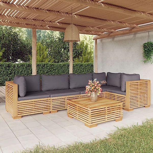 Vidaxl 6-tlg. Garten-lounge-set Mit Kissen Massivholz Teak günstig online kaufen