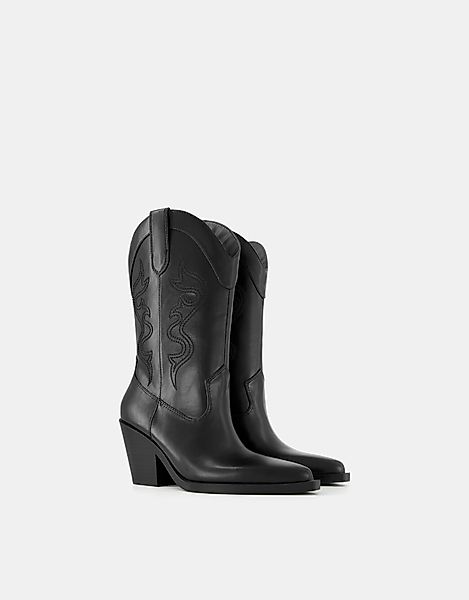 Bershka Absatzstiefeletten Im Cowboylook Mit Stickerei Damen 37 Schwarz günstig online kaufen