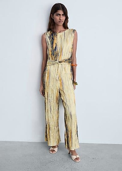 Langer Satin-Jumpsuit mit Struktur günstig online kaufen