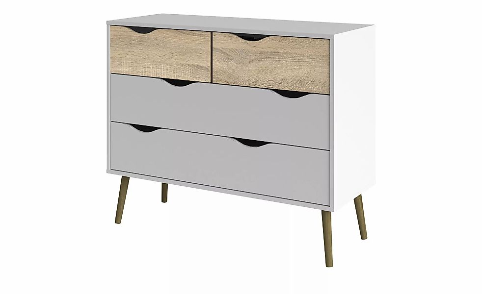 ebuy24 Kommode Napoli mit 2 Kleinen und 2 Grossen Schubladen Weiss Eiche günstig online kaufen