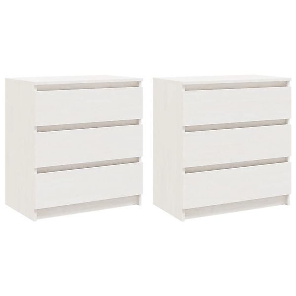 vidaXL Nachttische 2 Stk Weiß 60x36x64 cm Massivholz Kiefer günstig online kaufen