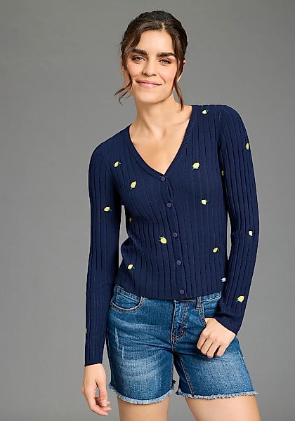 KangaROOS Strickjacke aus Rippstrick mit Stickerei günstig online kaufen