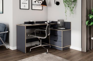 byLIVING Eckschreibtisch "Bern" mit viel Stauraum, Breite 129 cm, rechts od günstig online kaufen
