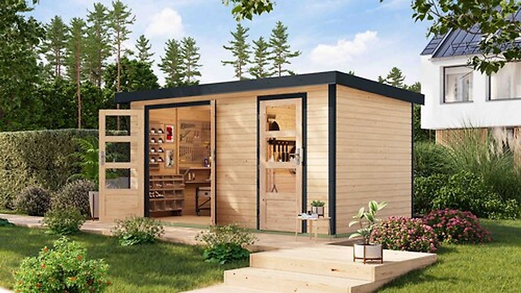 Karibu Gartenhaus »"Merkur A"« langlebige Kombination aus Holz- und Metalle günstig online kaufen