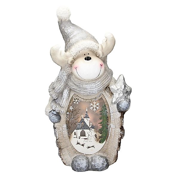 ECD Germany Rentier Figur mit LED Beleuchtung 51 cm Warmweiß Weiß mit Graue günstig online kaufen