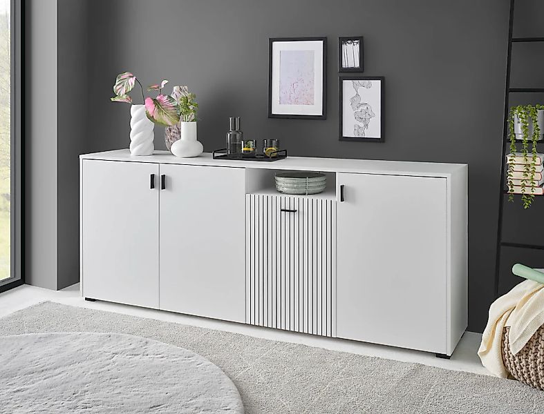 Home affaire Sideboard "Hudson" in moderner Trendfarbe, Griffe aus Metall ( günstig online kaufen