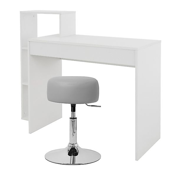 ML-Design Schreibtisch Weiß 110x72x40cm mit Sitzhocker Hellgrau Höhenverste günstig online kaufen