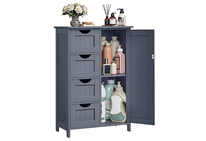 VASAGLE Badmöbel-Set Badezimmerschrank Badschrank Beistellschrank, mit 4 Sc günstig online kaufen