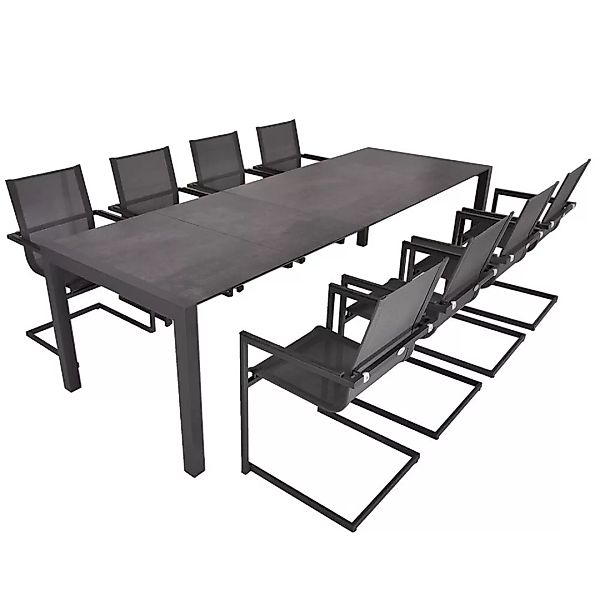 Tischgruppe 9-tlg. in anthrazit mit Freischwinger Gartenstühlen, MAINAU-120 günstig online kaufen