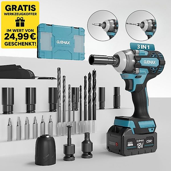 GJEMAX Akku-Schlagschrauber 18V 520NM, 520 Nm günstig online kaufen