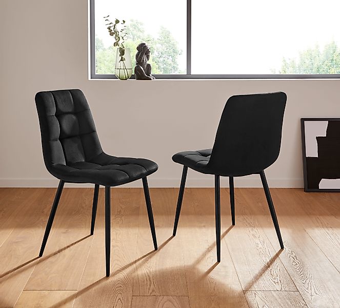 Home affaire Esszimmerstuhl "Parma" (Set;Scandi) 2 Stk.Bezug in Samtstoff, günstig online kaufen