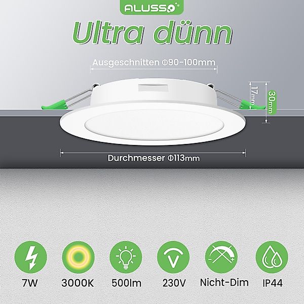 ALUSSO LED Einbaustrahler 6er-Set, IP44 Ultraflacher günstig online kaufen