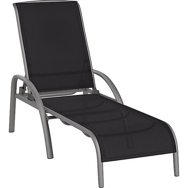 Sonnenliege Welsby Aluminium Textilen Grau Matt Schwarz günstig online kaufen