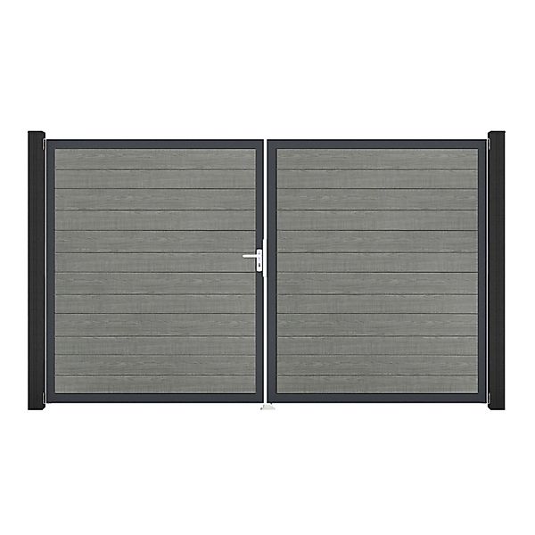 GroJa Tor 2-flg. Basicline Schmal Grey Ash Cut Rahmen 306 cm x 180 cm DIN L günstig online kaufen