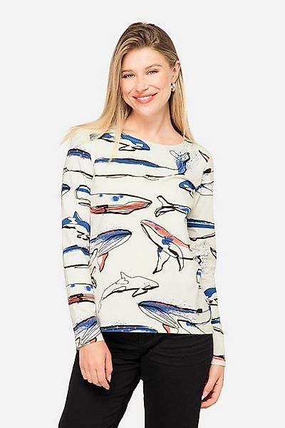 Laurasøn Longsleeve T-Shirt Regular Fit Wal-Print Rundhals Langarm günstig online kaufen