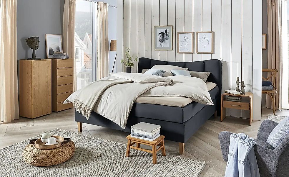 Boxspringbett  Dalur ¦ schwarz ¦ Maße (cm): B: 140 H: 110 Betten > Boxsprin günstig online kaufen
