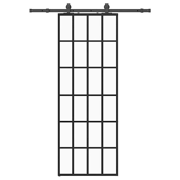vidaXL Schiebetür mit Beschlag Schwarz 76x205 cm ESG-Glas 3375905 günstig online kaufen