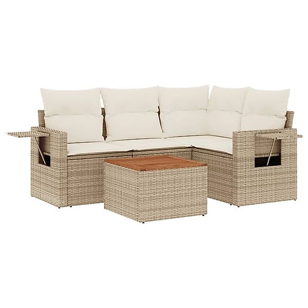 vidaXL 5-Tlg Garten-Sofagarnitur mit Kissen Beige Poly Rattan 3256877 günstig online kaufen