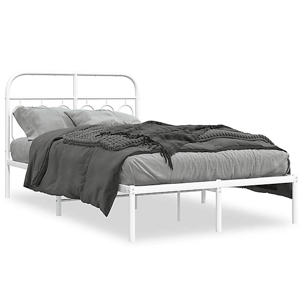 vidaXL Bettgestell mit Kopfteil Metall Weiß 120x200 cm 377164 günstig online kaufen