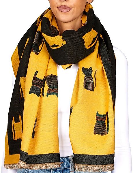 BRUBAKER Schal Cashmirillo Damen Schal mit Katzen Muster - 70 x 200 cm, (He günstig online kaufen