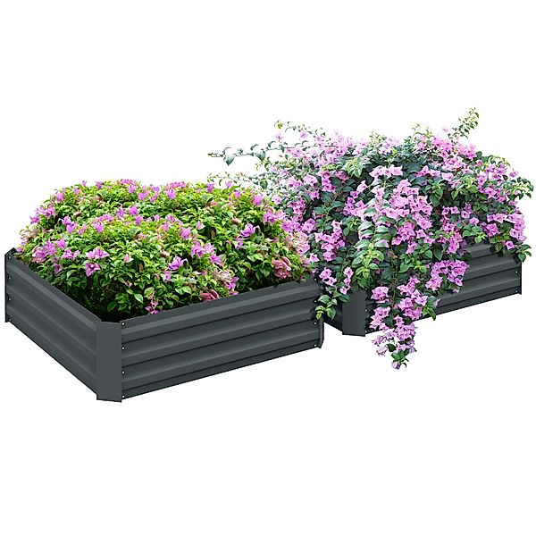Outsunny Hochbeet 2er Set, steckbar (Pflanzkasten, günstig online kaufen