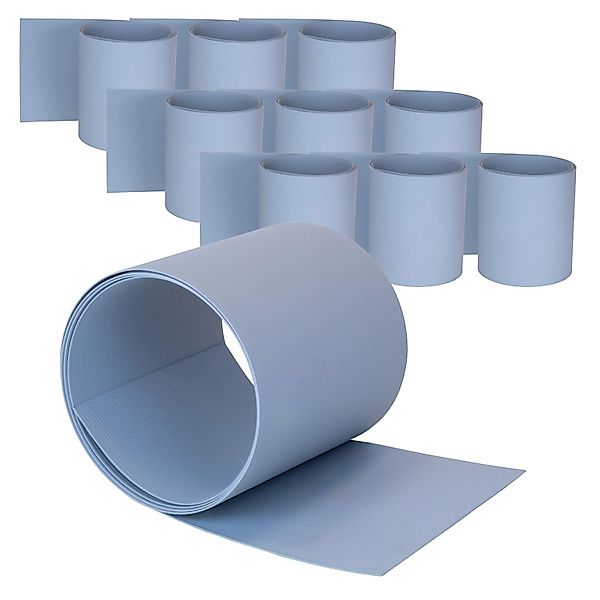 Jardinion Sichtschutzstreifen 10x 2,52m mit 3mm Rillen PVC Grau günstig online kaufen