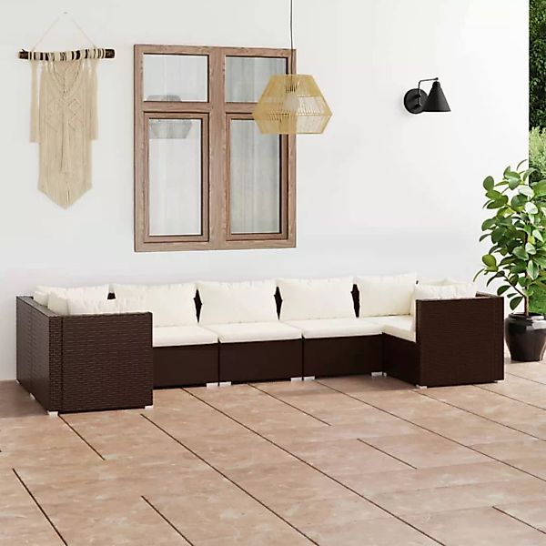 Vidaxl 7-tlg. Garten-lounge-set Mit Kissen Poly Rattan Braun günstig online kaufen