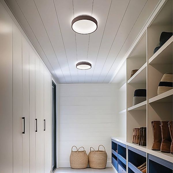 LED-Wandleuchte Iside, braun, Metall, Ø 35 cm, IP40 günstig online kaufen