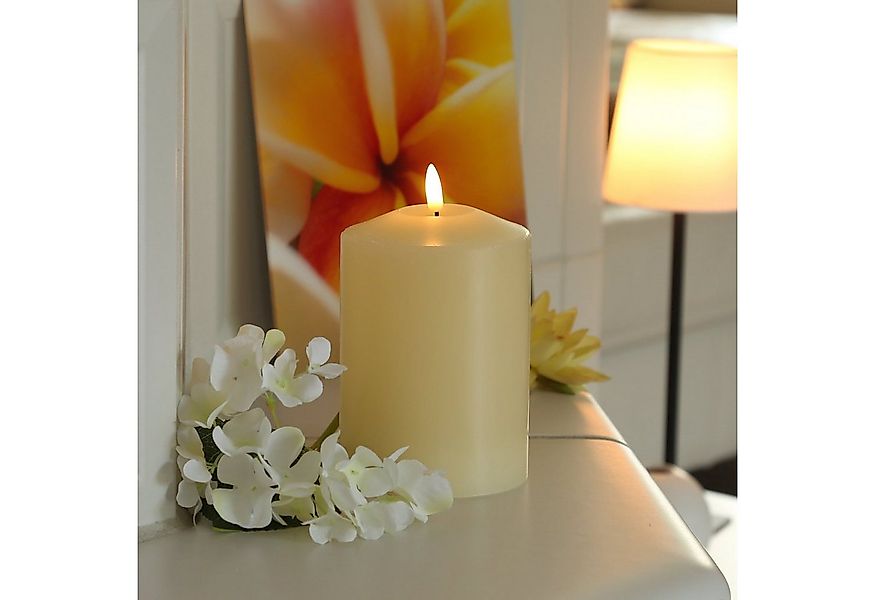 MARELIDA LED-Kerze Stumpenkerze Echtwachs flackernd H: 17cm D: 10cm Timer c günstig online kaufen