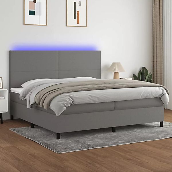 Vidaxl Boxspringbett Mit Matratze & Led Dunkelgrau 200x200 Cm Stoff günstig online kaufen